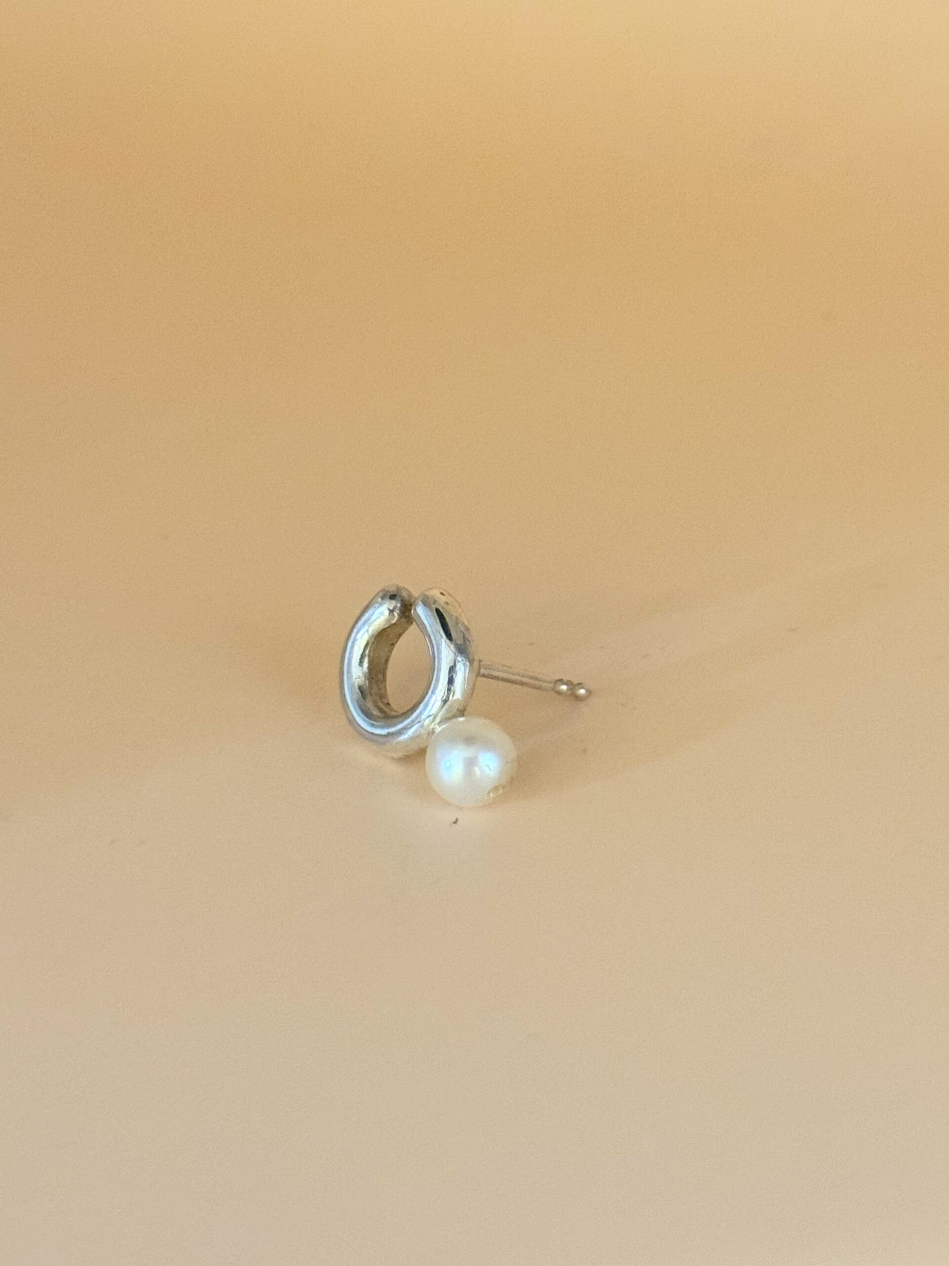 puzzle pearl / earring / round w. pearl